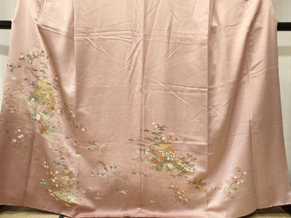平和屋着物■訪問着　松竹梅風景花鳥文　暈し染め　金彩　正絹　逸品　CABJ2825ev