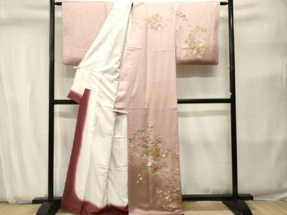 平和屋着物■訪問着　松竹梅風景花鳥文　暈し染め　金彩　正絹　逸品　CABJ2825ev