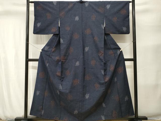 平和屋着物■上質な紬　唐草舞蝶文　正絹　逸品　CABJ2828ev