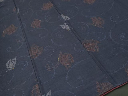 平和屋着物■上質な紬　唐草舞蝶文　正絹　逸品　CABJ2828ev