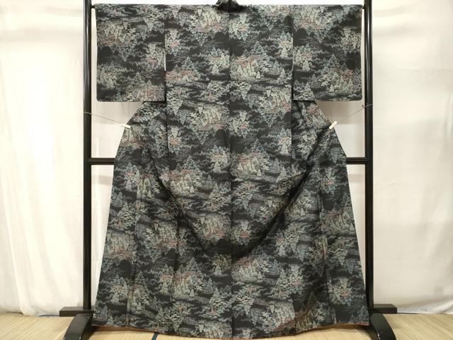 平和屋着物■上質な紬　風景文　正絹　逸品　CABJ2834ev