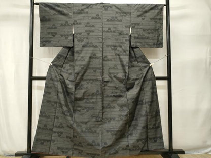 平和屋着物■本場大島紬　エ霞幾何学文　三越扱い　正絹　逸品　CABJ2836ev