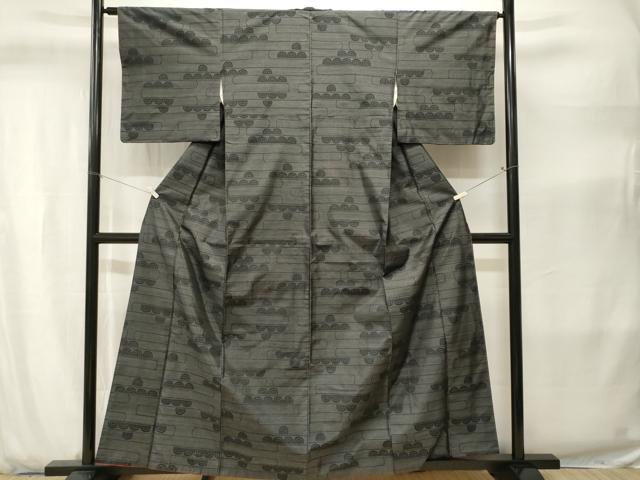 平和屋着物■本場大島紬　エ霞幾何学文　三越扱い　正絹　逸品　CABJ2836ev