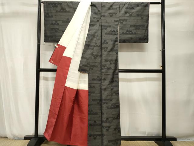 平和屋着物■本場大島紬　エ霞幾何学文　三越扱い　正絹　逸品　CABJ2836ev