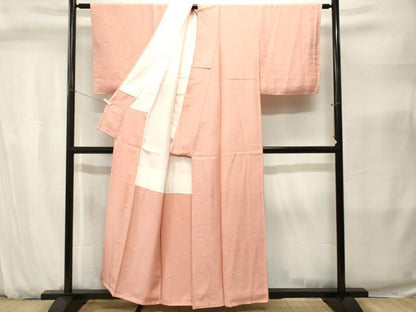 平和屋着物■上質な色無地　霞地紋　一斤染色　正絹　逸品　未使用　CABJ2838ev