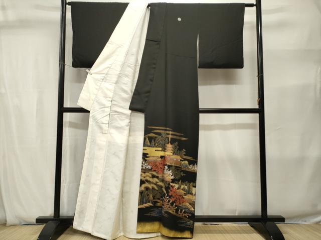 平和屋着物■豪華黒留袖　作家物　松竹梅風景文　金彩　正絹　逸品　CABJ2846ev