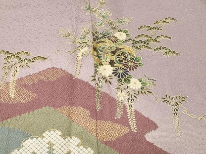 平和屋着物■訪問着　鼓　藤花房松文　やまと誂製　正絹　逸品　CABJ2848ev