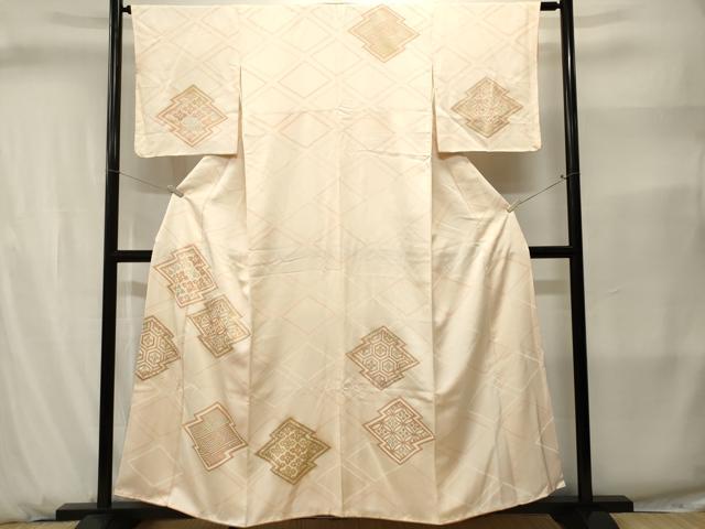 平和屋着物■訪問着　駒刺繍　松皮菱花文　金彩　正絹　逸品　CABJ2850ev