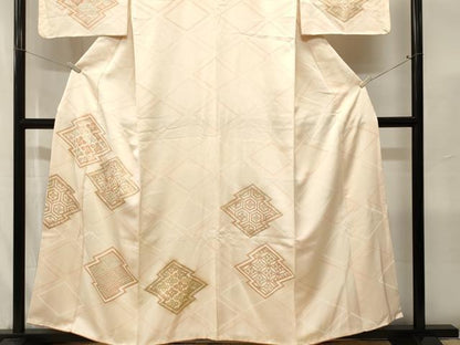 平和屋着物■訪問着　駒刺繍　松皮菱花文　金彩　正絹　逸品　CABJ2850ev