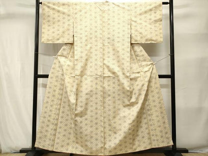平和屋着物■上質な紬　麻の葉文　正絹　逸品　CABJ2851ev