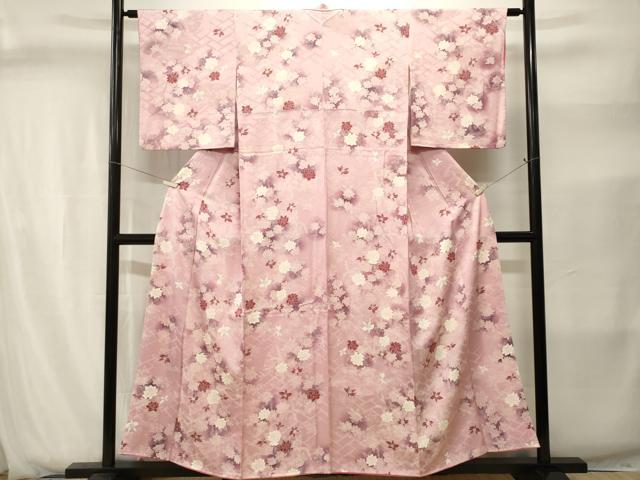 平和屋着物■上質な小紋　檜垣草花文　暈し染め　正絹　逸品　CABJ2857ev