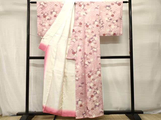 平和屋着物■上質な小紋　檜垣草花文　暈し染め　正絹　逸品　CABJ2857ev