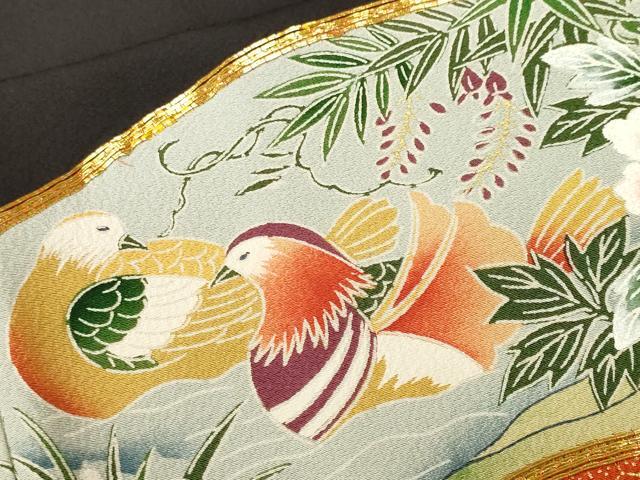 平和屋着物■豪華黒留袖　駒刺繍　地紙孔雀鴛鴦休み鳥花文　金彩　正絹　逸品　CABJ2859ev