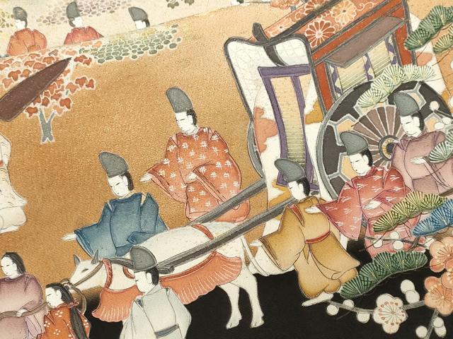 平和屋着物■豪華黒留袖　作家物　寿光織　御所車人物風景文　暈し染め　金糸　正絹　逸品　CABJ2863ev