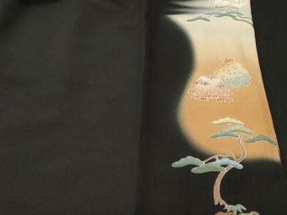 平和屋着物■豪華黒留袖　作家物　寿光織　御所車人物風景文　暈し染め　金糸　正絹　逸品　CABJ2863ev