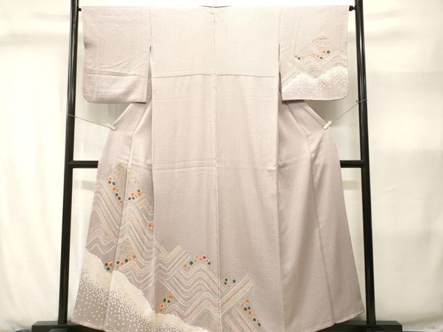 平和屋着物■訪問着　刺繍　絞り　抽象文　金彩　正絹　逸品　CABJ2864ev