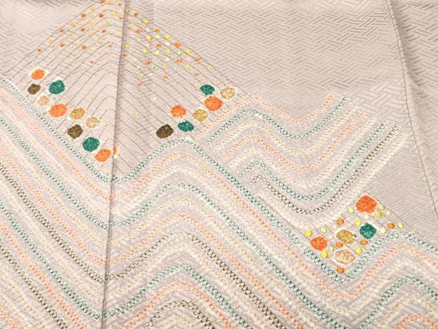 平和屋着物■訪問着　刺繍　絞り　抽象文　金彩　正絹　逸品　CABJ2864ev