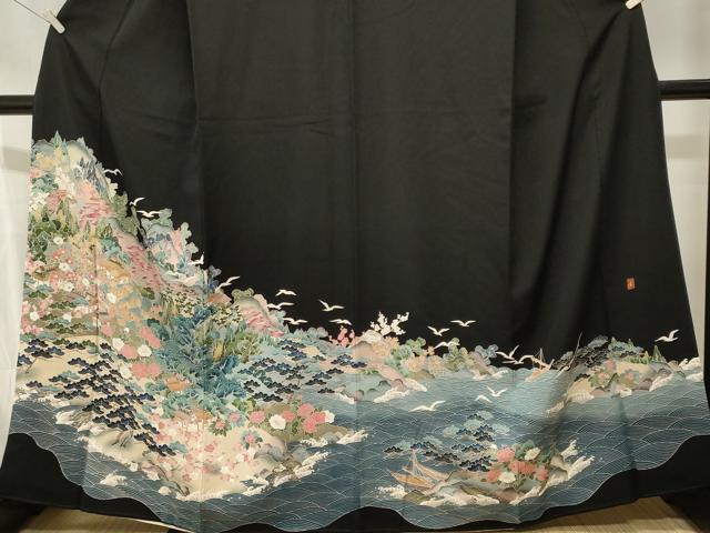 平和屋着物■豪華黒留袖　作家物　飛鶴　舟　御所解文　暈し染め　正絹　逸品　CABJ2871ev