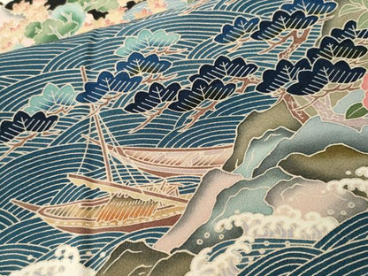 平和屋着物■豪華黒留袖　作家物　飛鶴　舟　御所解文　暈し染め　正絹　逸品　CABJ2871ev