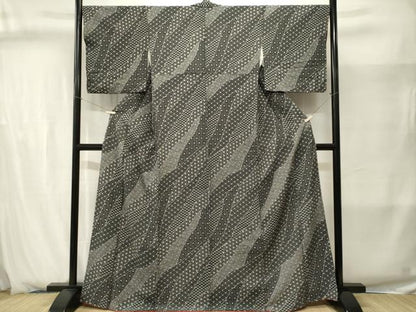 平和屋着物■上質な小紋　切嵌吉祥文　黒地　正絹　逸品　CABJ2875ev