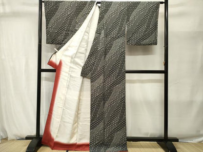 平和屋着物■上質な小紋　切嵌吉祥文　黒地　正絹　逸品　CABJ2875ev