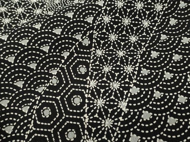 平和屋着物■上質な小紋　切嵌吉祥文　黒地　正絹　逸品　CABJ2875ev