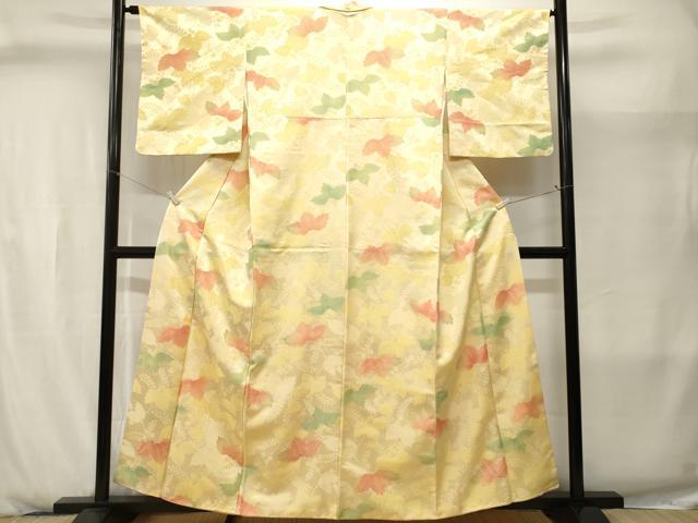 平和屋着物■上質な小紋　地紋起こし　桐文　金糸　正絹　逸品　CABJ2883ev