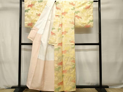 平和屋着物■上質な小紋　地紋起こし　桐文　金糸　正絹　逸品　CABJ2883ev