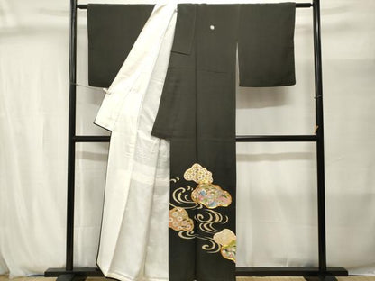平和屋着物■豪華黒留袖　駒刺繍　立波鳳凰吉祥花文　金彩　正絹　逸品　CABJ2894ev