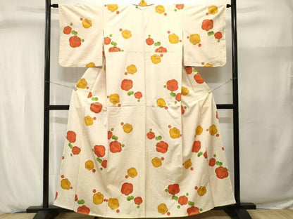 平和屋着物■上質な小紋　梅文　金彩　正絹　逸品　CABJ2896ev