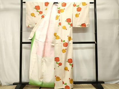 平和屋着物■上質な小紋　梅文　金彩　正絹　逸品　CABJ2896ev