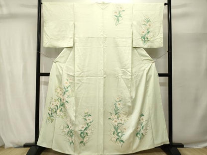 平和屋着物■訪問着　刺繍　草花文　正絹　逸品　CABJ2898ev
