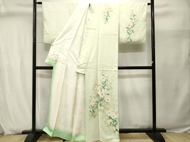 平和屋着物■訪問着　刺繍　草花文　正絹　逸品　CABJ2898ev
