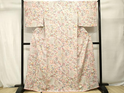 平和屋着物■上質な小紋　紬地　松竹梅花文　正絹　逸品　CABJ2900ev