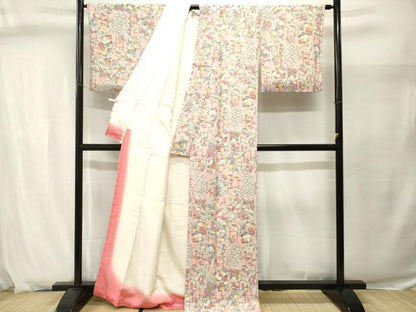 平和屋着物■上質な小紋　紬地　松竹梅花文　正絹　逸品　CABJ2900ev