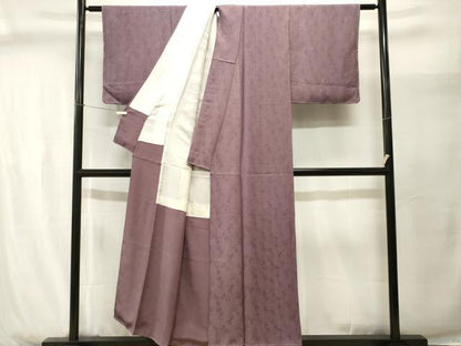 平和屋着物■上質な色無地　葉尽くし地紋　二藍色　正絹　逸品　CABJ2901ev