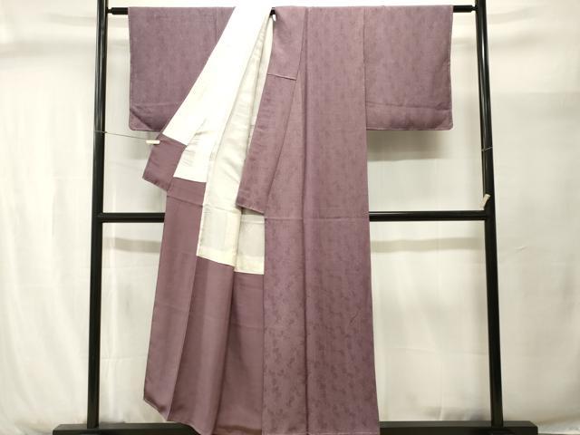 平和屋着物■上質な色無地　葉尽くし地紋　二藍色　正絹　逸品　CABJ2901ev