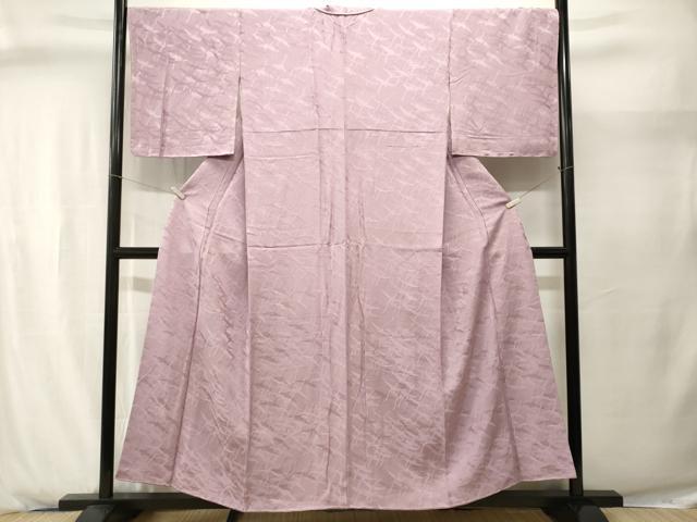 平和屋着物■上質な色無地　飛鶴地紋　紅藤色　正絹　逸品　CABJ2902ev