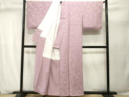 平和屋着物■上質な色無地　飛鶴地紋　紅藤色　正絹　逸品　CABJ2902ev