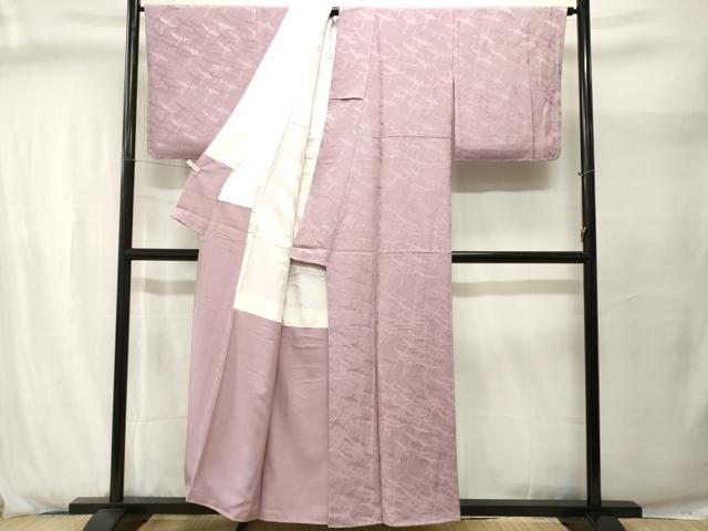 平和屋着物■上質な色無地　飛鶴地紋　紅藤色　正絹　逸品　CABJ2902ev