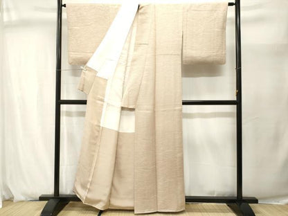 平和屋着物■上質な色無地　横段地紋　薄梅鼠色　正絹　逸品　CABJ2903ev