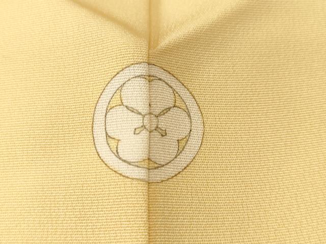 平和屋着物■上質な色無地　地紙草花地紋　卵色　正絹　逸品　CABJ2904ev