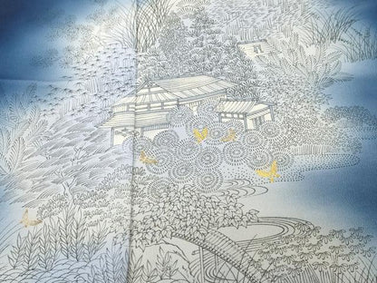 平和屋着物■訪問着　御所解文　舞蝶文　暈し染め　金彩　仮絵羽　洗える着物　未使用　CABJ2906ev