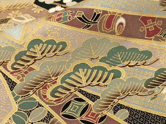 平和屋着物■豪華黒留袖　束ね熨斗吉祥宝尽し梅松文　金銀彩　正絹　逸品　CABJ2916ev