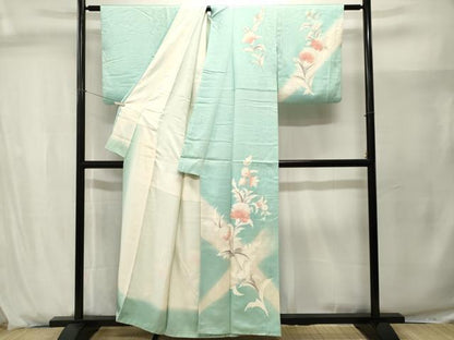平和屋着物■訪問着　更紗草花文　暈し染め　正絹　逸品　CABJ2917ev