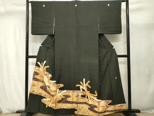 平和屋着物■豪華黒留袖　作家物　駒刺繍　束ね熨斗宝尽し文　松竹梅　金彩　正絹　逸品　CABJ2918ev