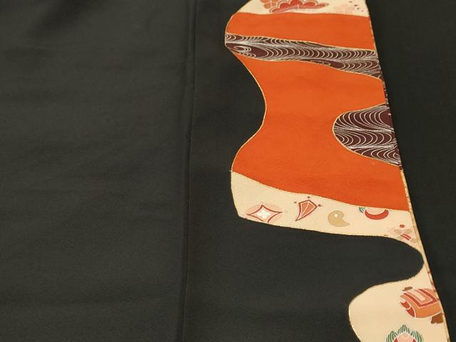 平和屋着物■豪華黒留袖　作家物　駒刺繍　束ね熨斗宝尽し文　松竹梅　金彩　正絹　逸品　CABJ2918ev