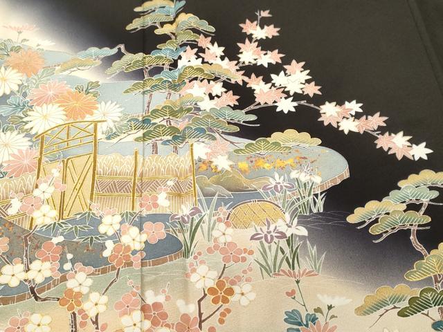 平和屋着物■豪華黒留袖　作家物　御所解文　暈し染め　金彩　正絹　逸品　CABJ2920ev
