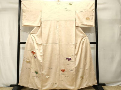 平和屋着物■訪問着　駒刺繍　桐　芝草文　正絹　逸品　CABJ2922ev