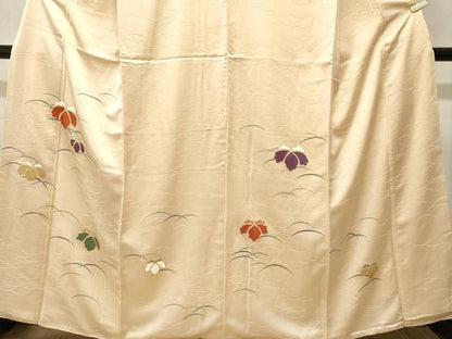 平和屋着物■訪問着　駒刺繍　桐　芝草文　正絹　逸品　CABJ2922ev
